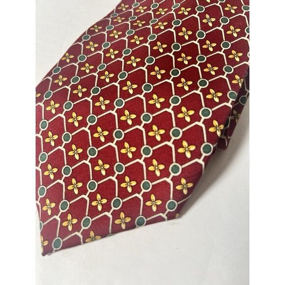 VINTAGE Paolo Gucci Tie Mens Red Lattice Silk Luxury Necktie Italy - Picture 1 of 5